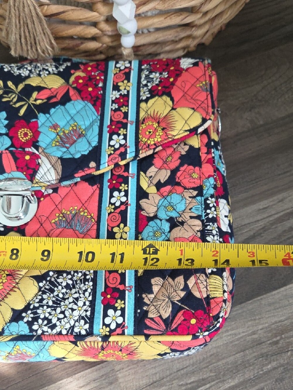 Vera Bradley Happy Snails Quilted Laptop Satchel with Bright Floral Print NWT - Picture 7 of 17